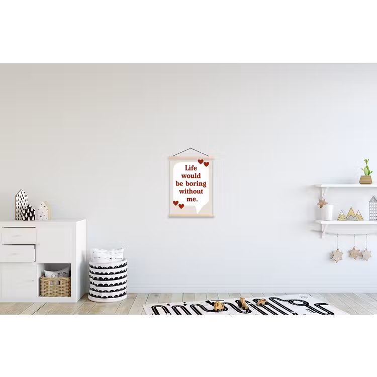 Quote - Tekstballon - Hartjes textielposter latten blank klein -kinderkamer