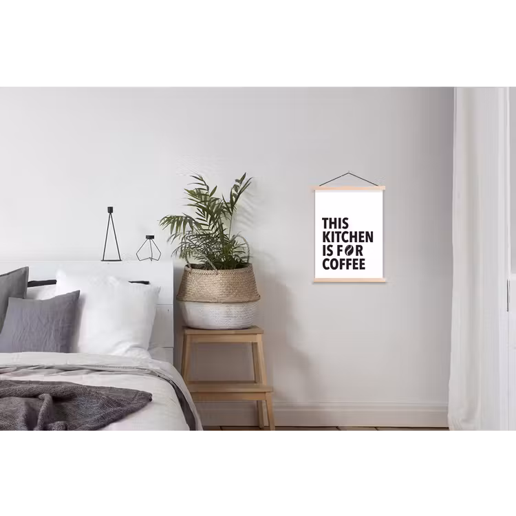 Quotes - Koffie - Bonen - Modern textielposter latten blank klein -woonkamer