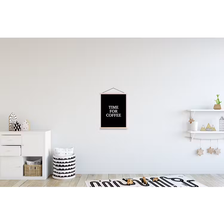 Quotes - Letters - Koffie - Zwart textielposter latten blank klein -kinderkamer