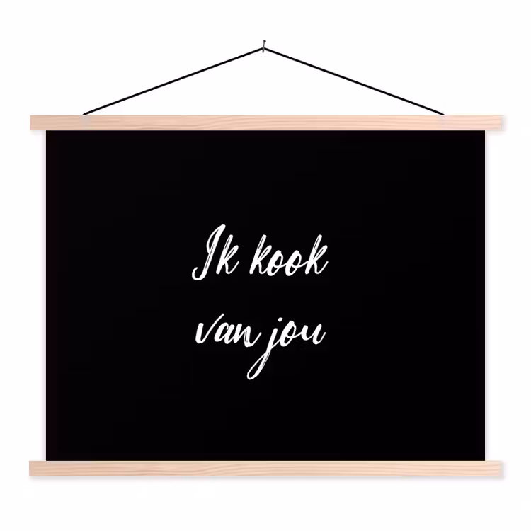 Quotes - Spreuken - Ik kook van jou - Liefde - Partner textielposter latten blank klein -3d