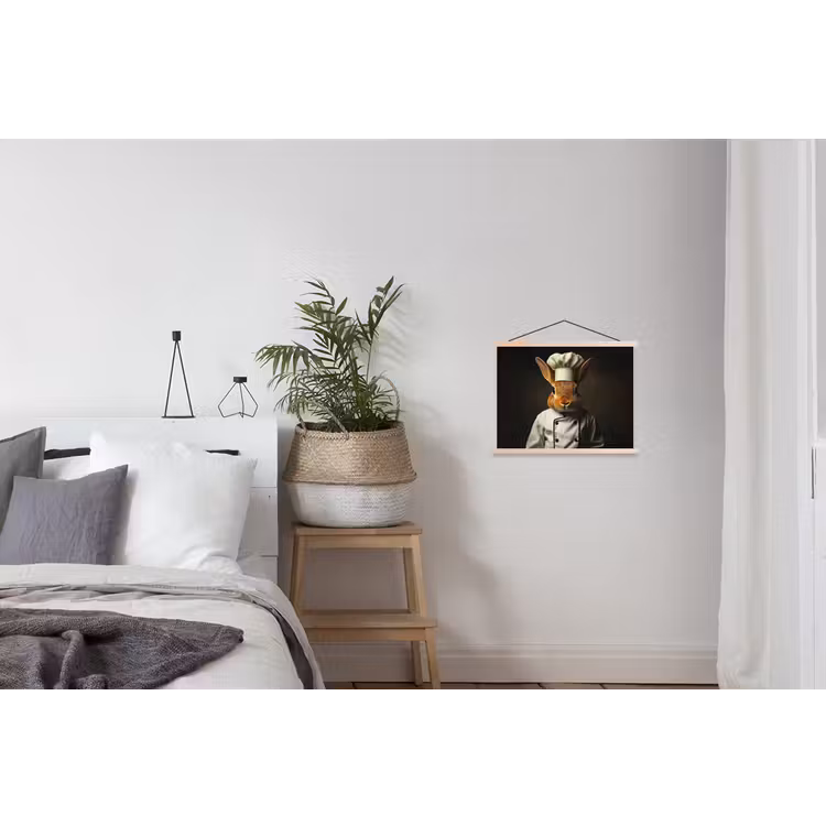 Konijn - Kok - Dier textielposter latten blank klein -woonkamer