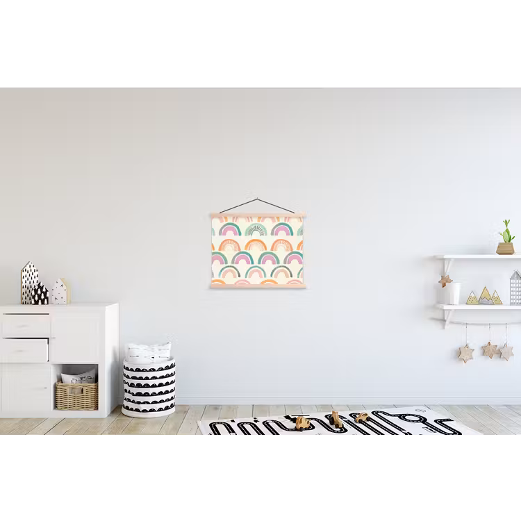 Regenboog - Pastel - Patroon textielposter latten blank klein -kinderkamer