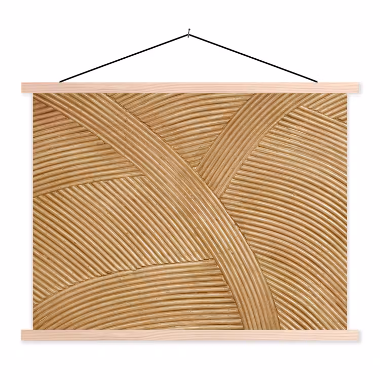 Structuren in rotan uit de natuur textielposter latten blank klein -3d