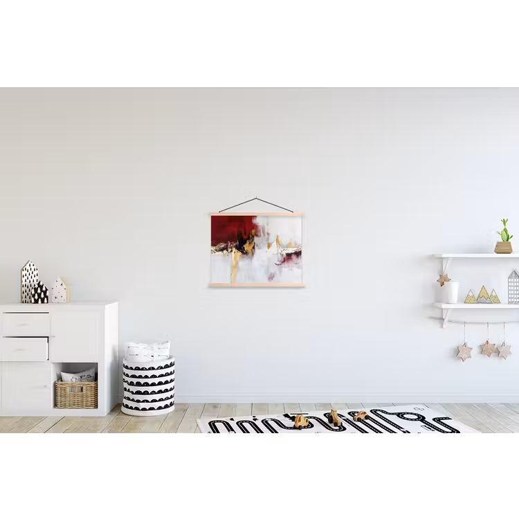 Rood - Marmer - Abstract - Goud - Modern textielposter latten blank klein -kinderkamer