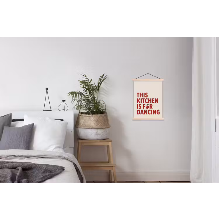 Rood - Quote - Kersen textielposter latten blank klein -woonkamer