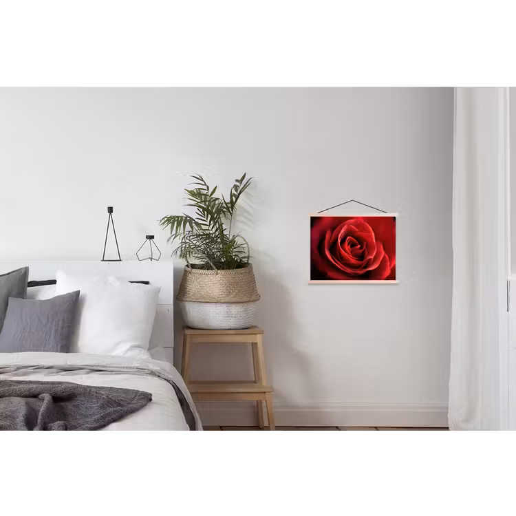 Rood - Roos - Romantisch textielposter latten blank klein -woonkamer