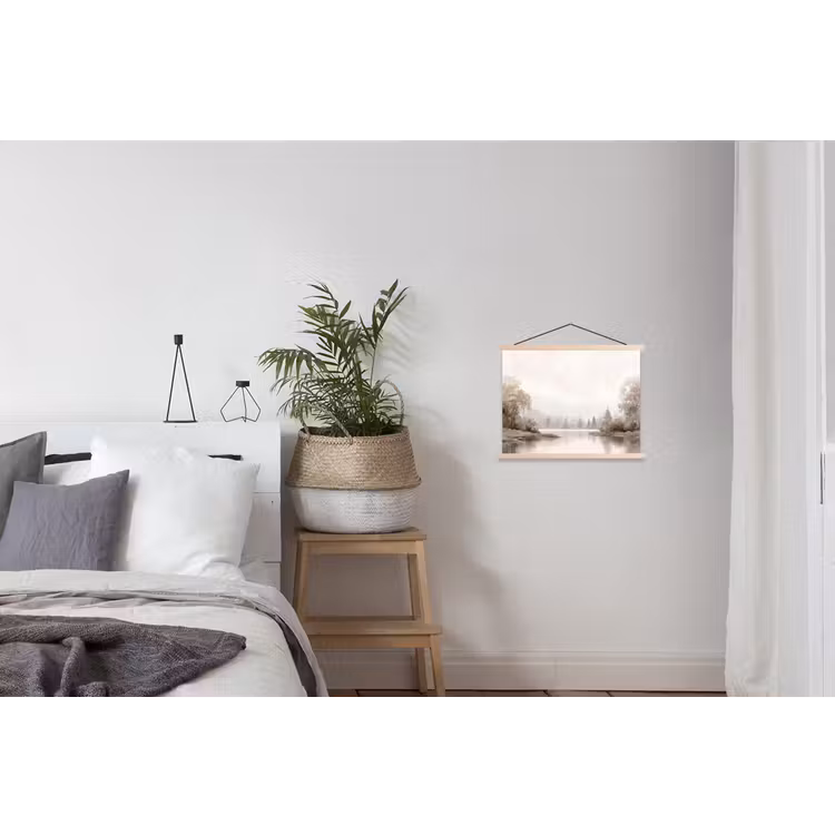 Rivierlandschap - Minimalistisch - Aardetinten textielposter latten blank klein -woonkamer