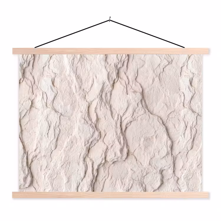 Rots - Structuur - Natuur - Beige - Abstract textielposter latten blank klein -3d