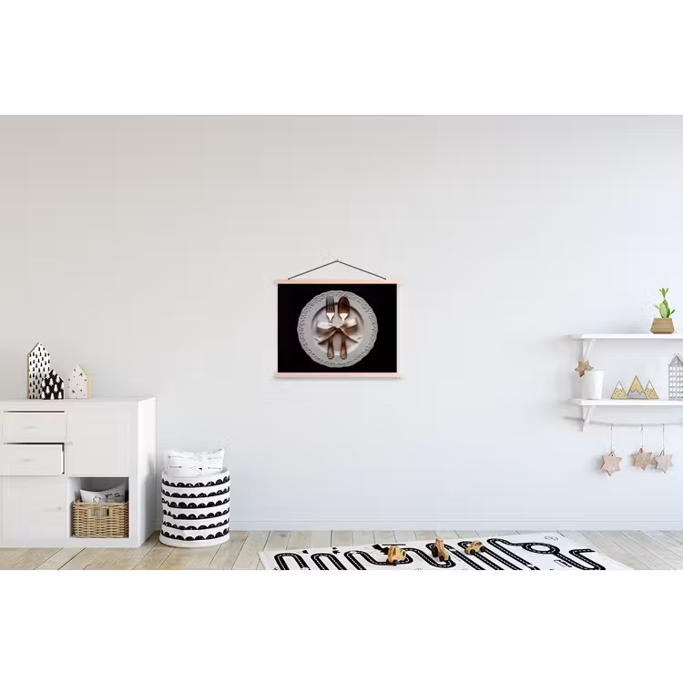 Rose - Strik - Bestek textielposter latten blank klein -kinderkamer