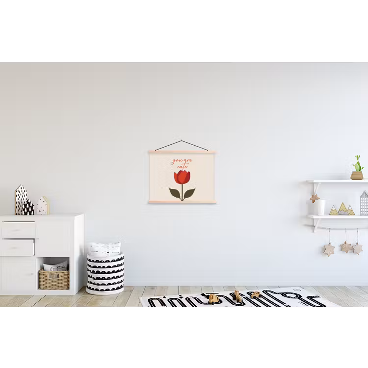 Roos - Rood - Bloem - Valentijn textielposter latten blank klein -kinderkamer