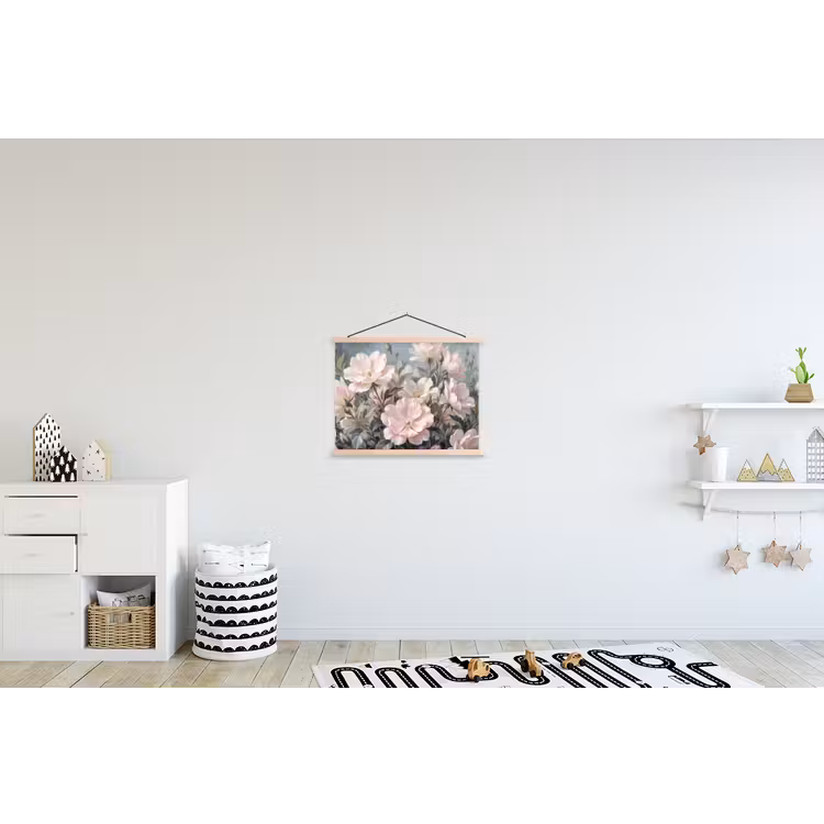 Rozen - Illustratie - Roze textielposter latten blank klein -kinderkamer