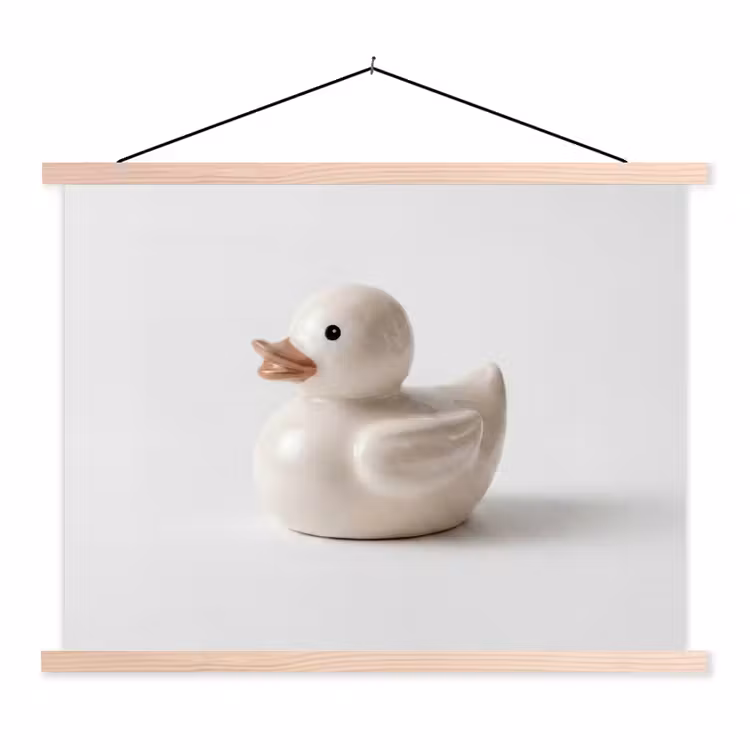 Badeend - Minimalistisch - Wit textielposter latten blank klein -3d