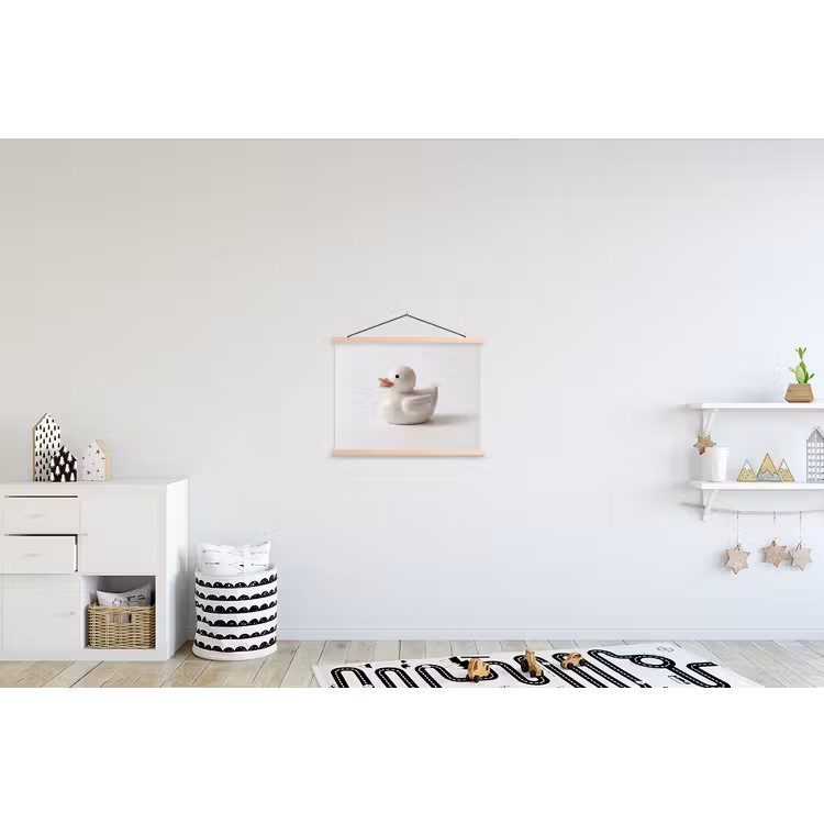 Badeend - Minimalistisch - Wit textielposter latten blank klein -kinderkamer