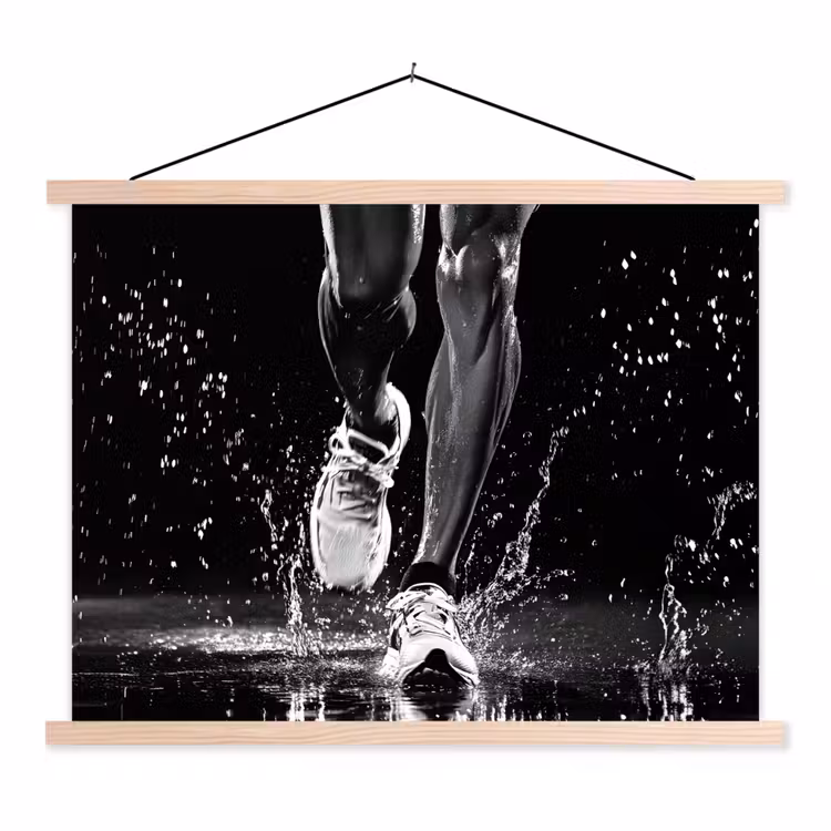 Hardloopschoenen - Rennen - Druppels - Zwart textielposter latten blank klein -3d
