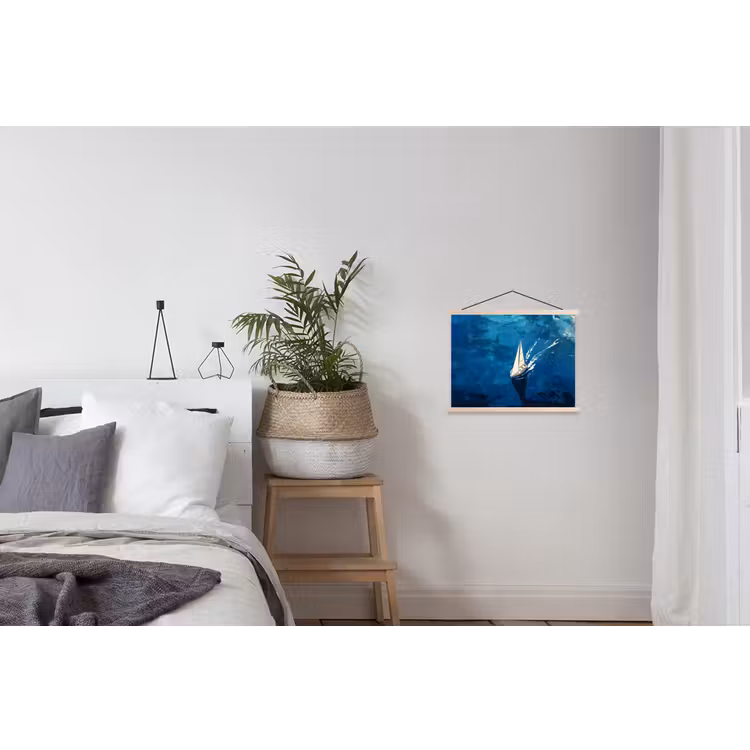Zeilboot - Water - Abstract - Schaduw textielposter latten blank klein -woonkamer