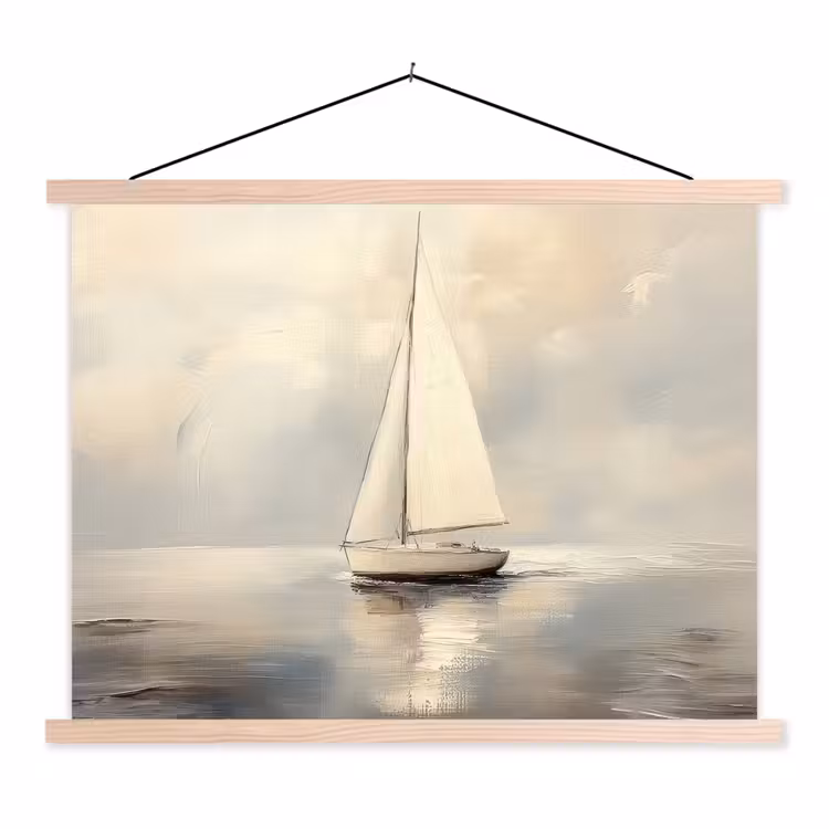 Zeilschip - Zee - Bewolkt textielposter latten blank klein -3d