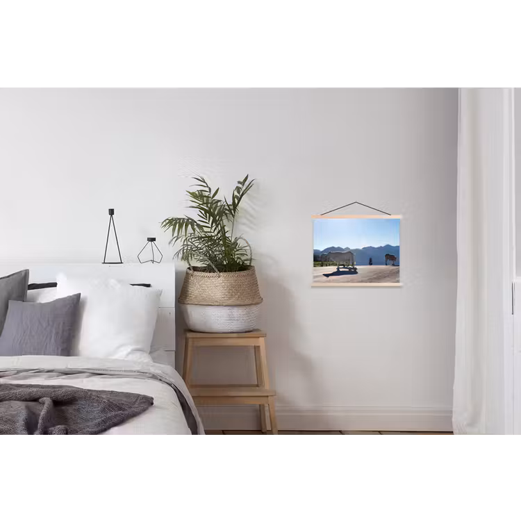 Schotse hooglander - Licht - Berg - Natuur textielposter latten blank klein -woonkamer