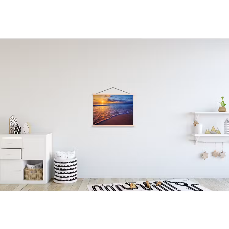 Zee - Strand - Zonsondergang - Wolken - Horizon textielposter latten blank klein -kinderkamer