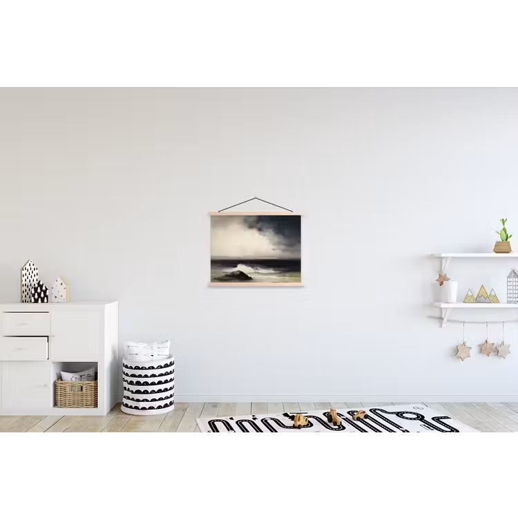 Zee - Rotsen - Storm textielposter latten blank klein -kinderkamer