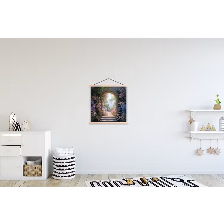 Doorkijk - Rozen - Vintage - Bloemen textielposter latten blank klein -kinderkamer