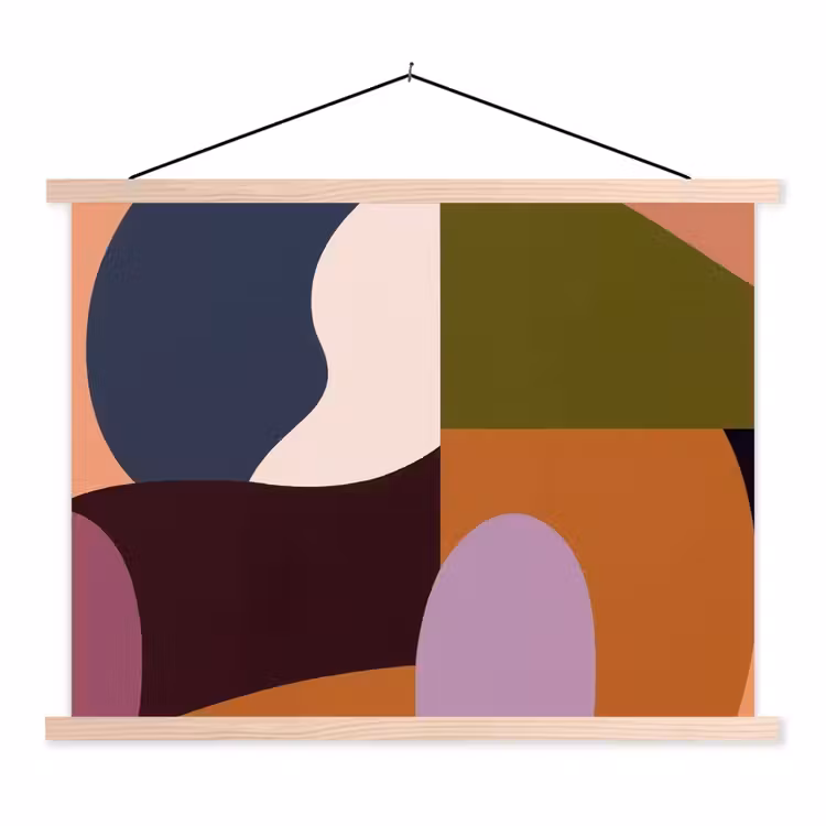 Vormen - Abstract - Kleuren - Vierkant textielposter latten blank klein -3d