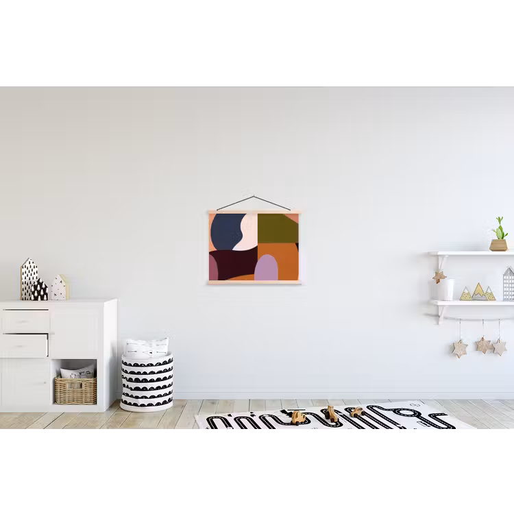 Vormen - Abstract - Kleuren - Vierkant textielposter latten blank klein -kinderkamer
