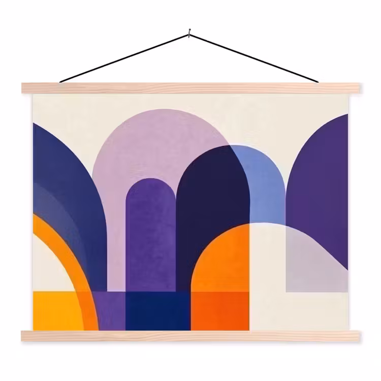 Vormen - Abstract - Grafisch - Oranje textielposter latten blank klein -3d