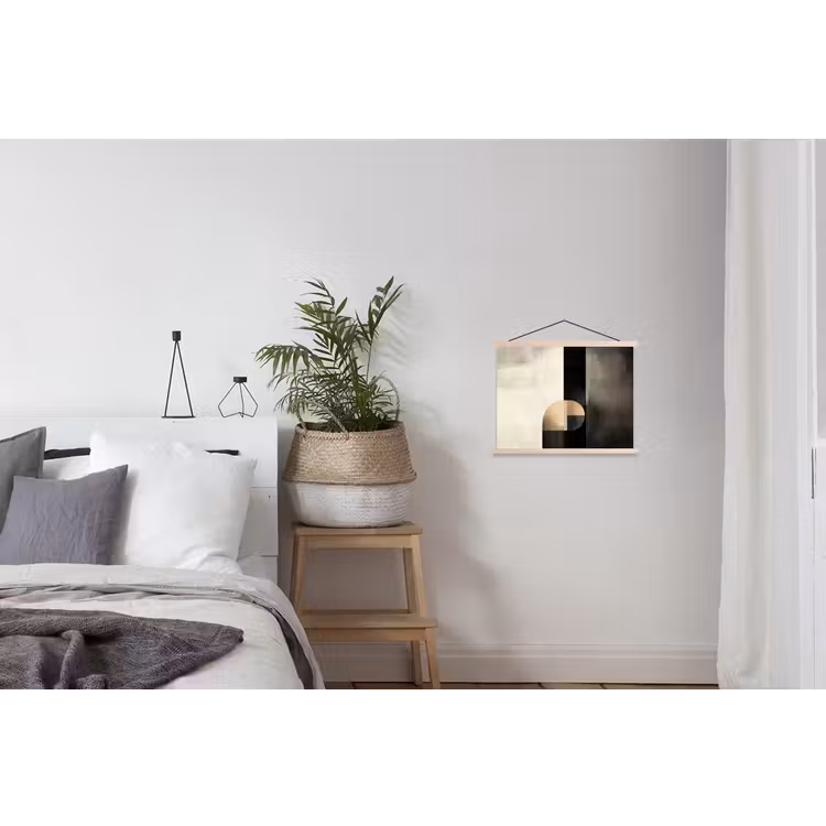 Vormen - Modern - Zwart textielposter latten blank klein -woonkamer