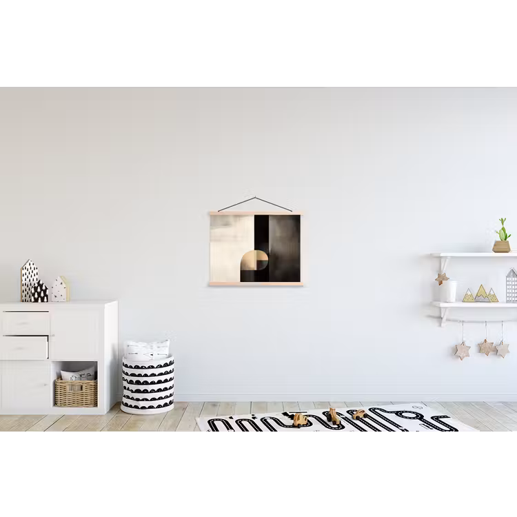 Vormen - Modern - Zwart textielposter latten blank klein -kinderkamer