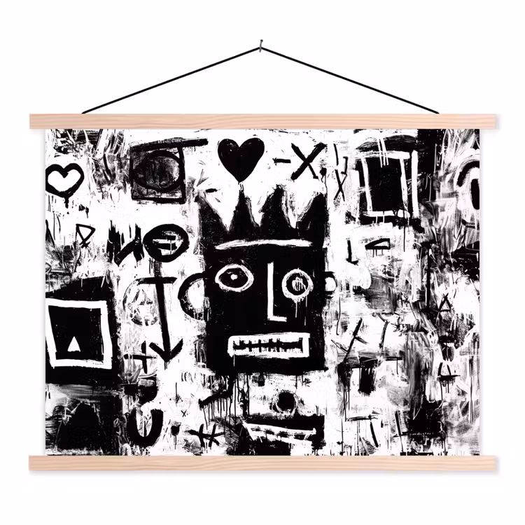 Vormen - Gezocht - Zwart - Abstract textielposter latten blank klein -3d