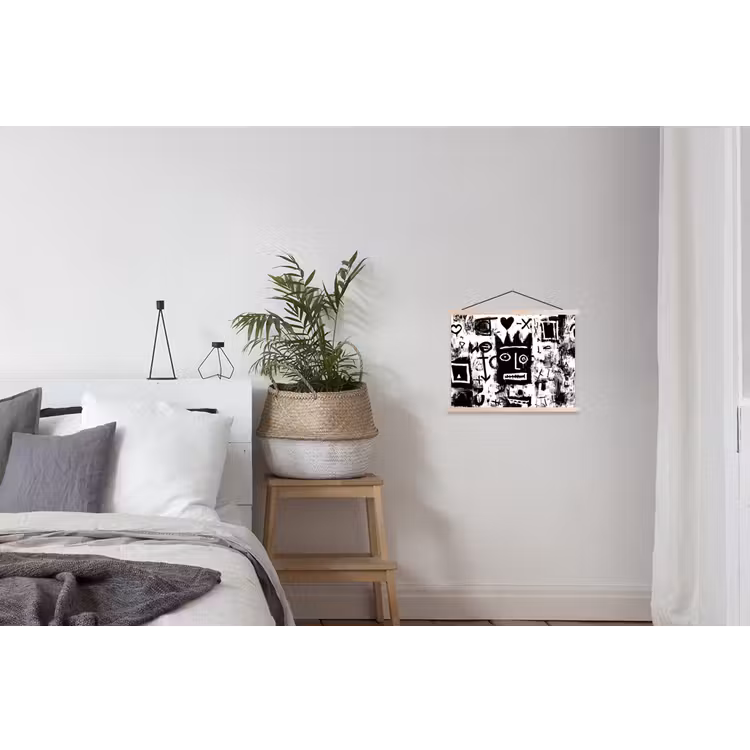 Vormen - Gezocht - Zwart - Abstract textielposter latten blank klein -woonkamer