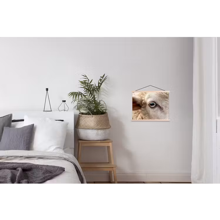 Schaap - Oog - Wit textielposter latten blank klein -woonkamer