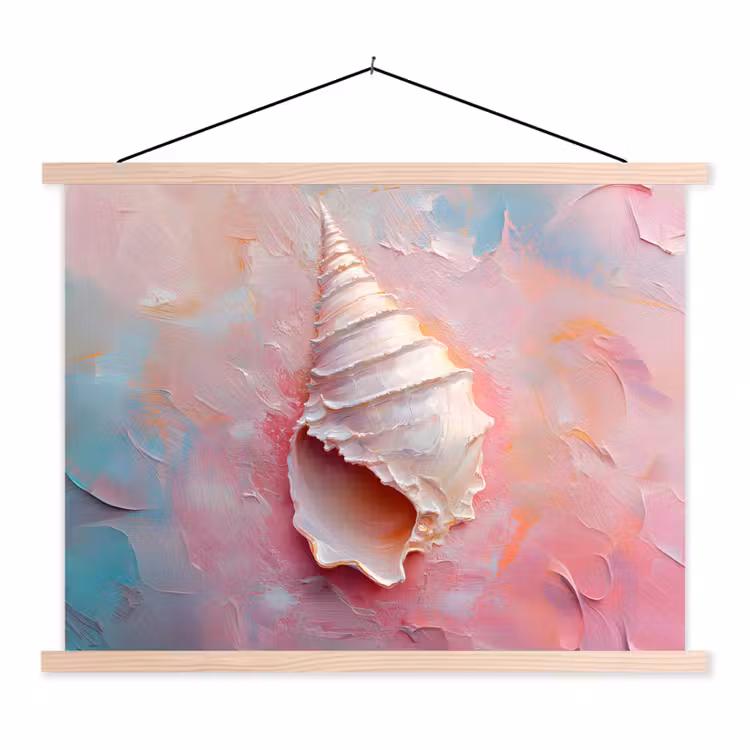 Schelp - Pastel - Pink textielposter latten blank klein -3d