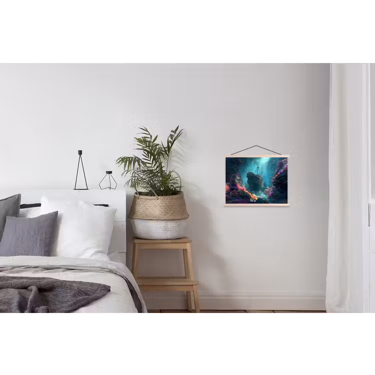 Schip - Hout - Koraalriffen - Zonlicht textielposter latten blank klein -woonkamer