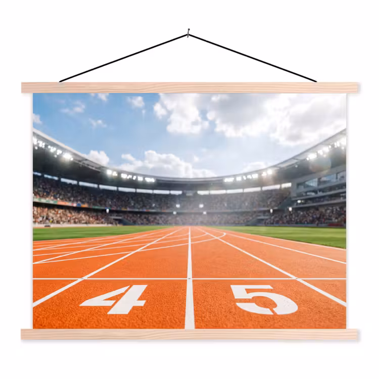 Sintelbaan - Stadion - Sport -Oranje textielposter latten blank klein -3d