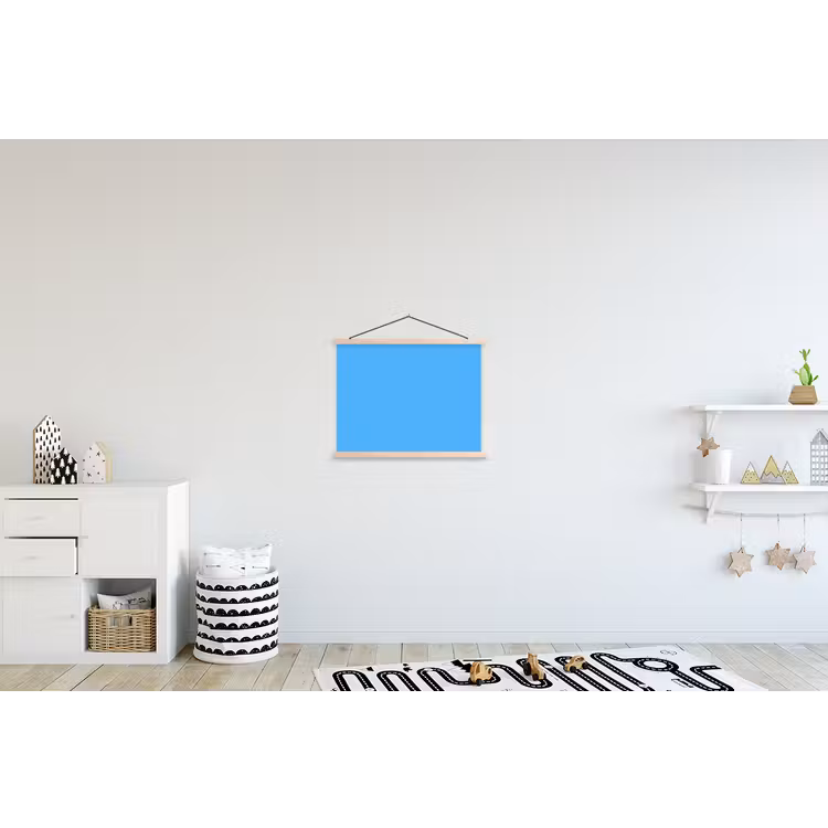 Sky - Blue - Blauw textielposter latten blank klein 122 -kinderkamer
