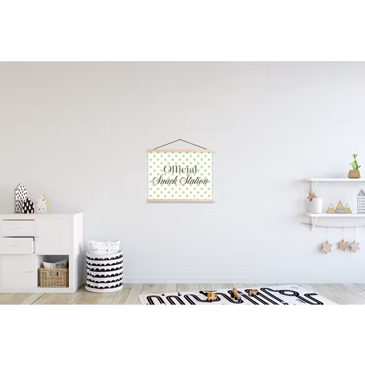 Snack Station - Groen - Stippen textielposter latten blank klein -kinderkamer