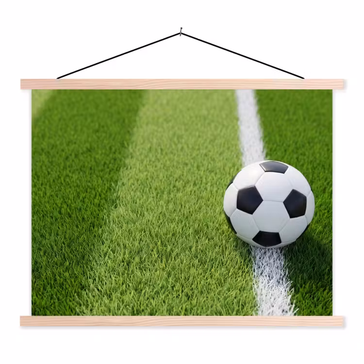 Voetbal - Grasveld - Sport - Groen textielposter latten blank klein -3d