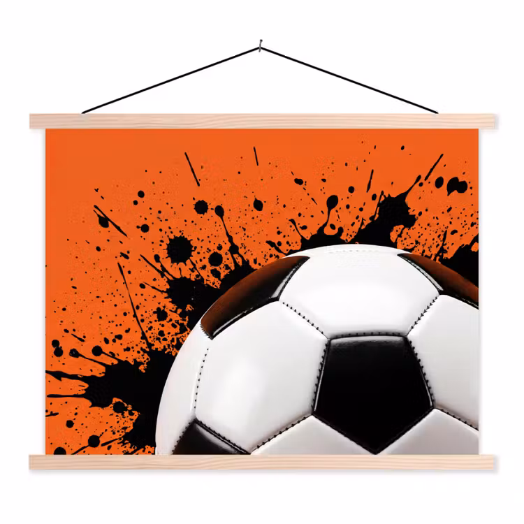 Voetbal - Verf - Sport - Oranje textielposter latten blank klein -3d