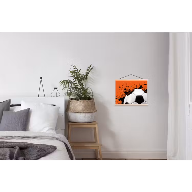 Voetbal - Verf - Sport - Oranje textielposter latten blank klein -woonkamer