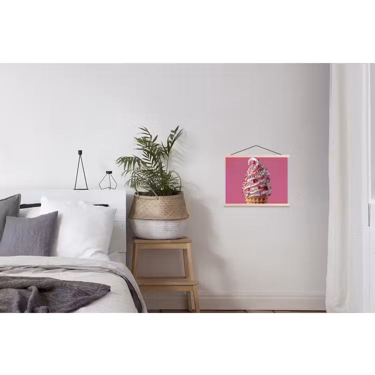 Softijs - Edelstenen - Roze - Hoorntje textielposter latten blank klein -woonkamer
