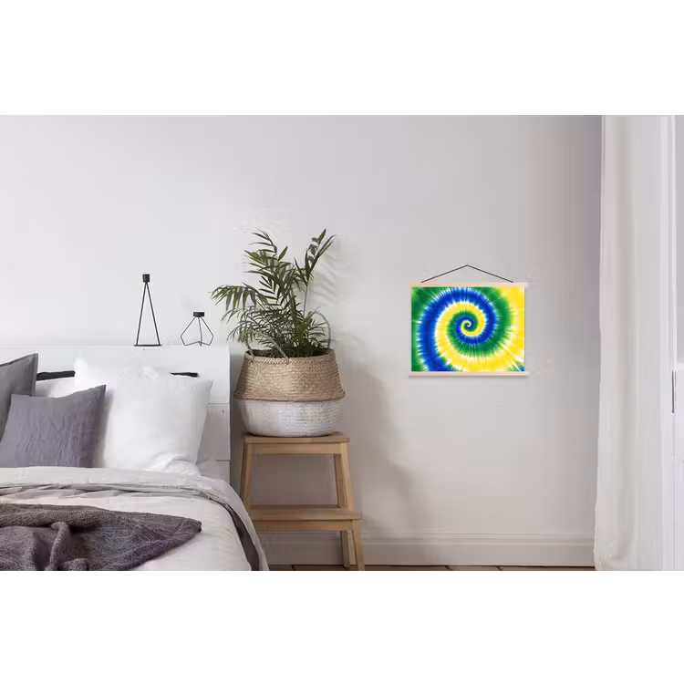 Spiraal - Groen - Draaiend textielposter latten blank klein -woonkamer