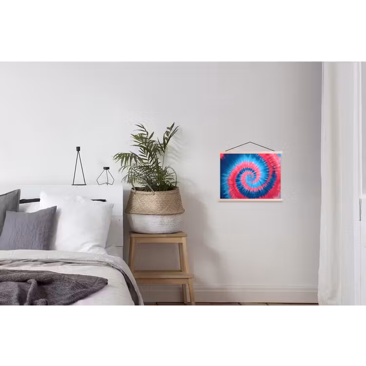 Spiraal - Roze - Draaiend textielposter latten blank klein -woonkamer