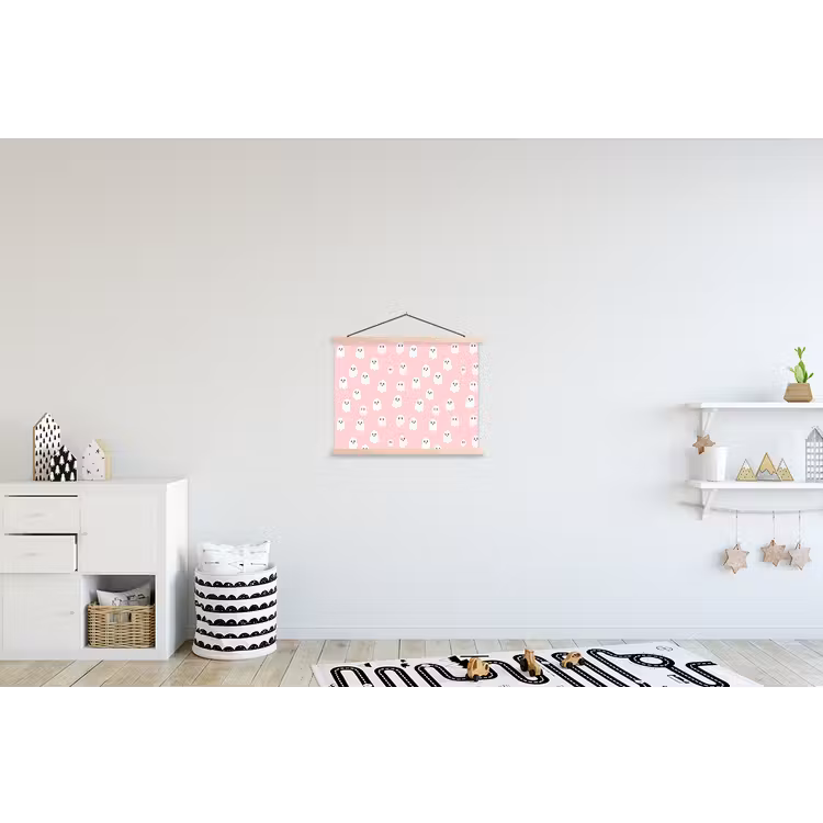 Spookjes - Patroon - Roze textielposter latten blank klein 122 -kinderkamer