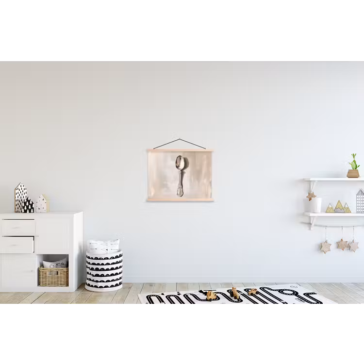 Lepel - Verf - Zilver textielposter latten blank klein -kinderkamer