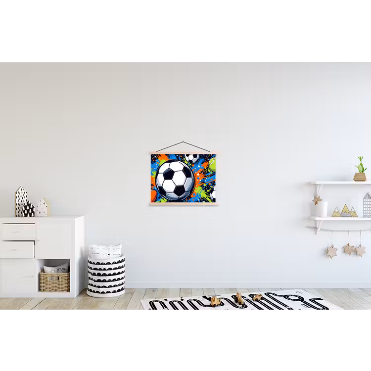 Sport - Ballen - Kleurrijk textielposter latten blank klein -kinderkamer