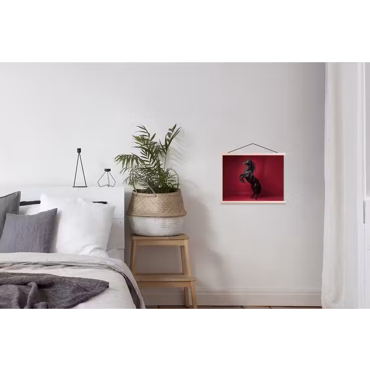 Hengst - Steigert - Rood textielposter latten blank klein -woonkamer