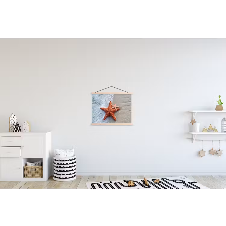 Zeester - Strand - Zee textielposter latten blank klein -kinderkamer