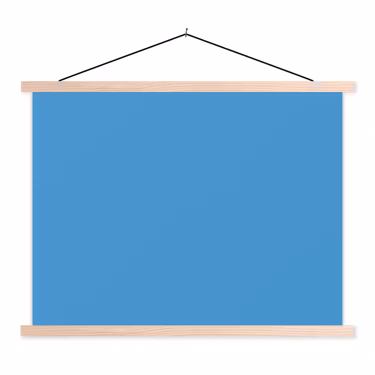 Steel - Blue - Blauw textielposter latten blank klein 122 -3d