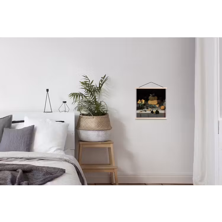 Stilleven met kazen - Schilderij van Floris Claesz. van Dijck textielposter latten blank klein -woonkamer